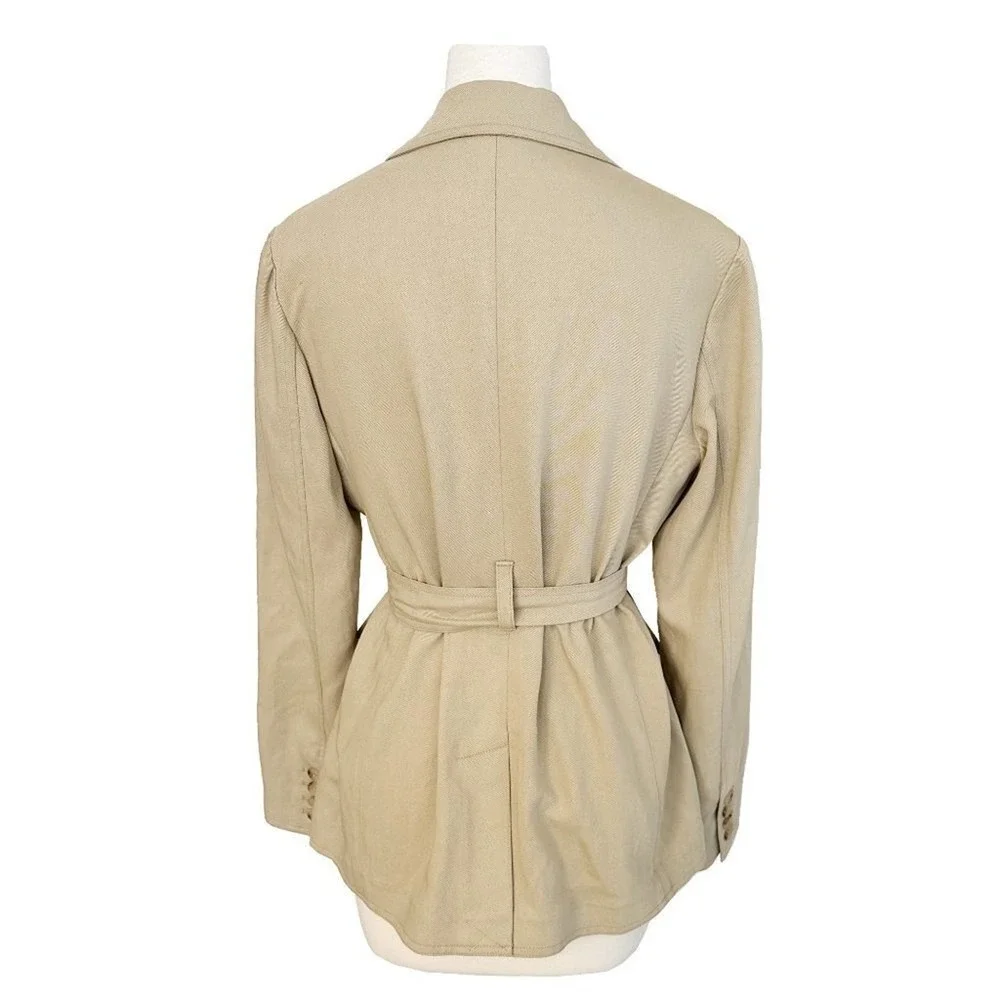Nili Lotan‎ Khaki Utility Blazer Belted Jacket Safari Coat 8